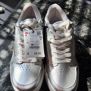Zara Kids Metallic Silver Sneakers